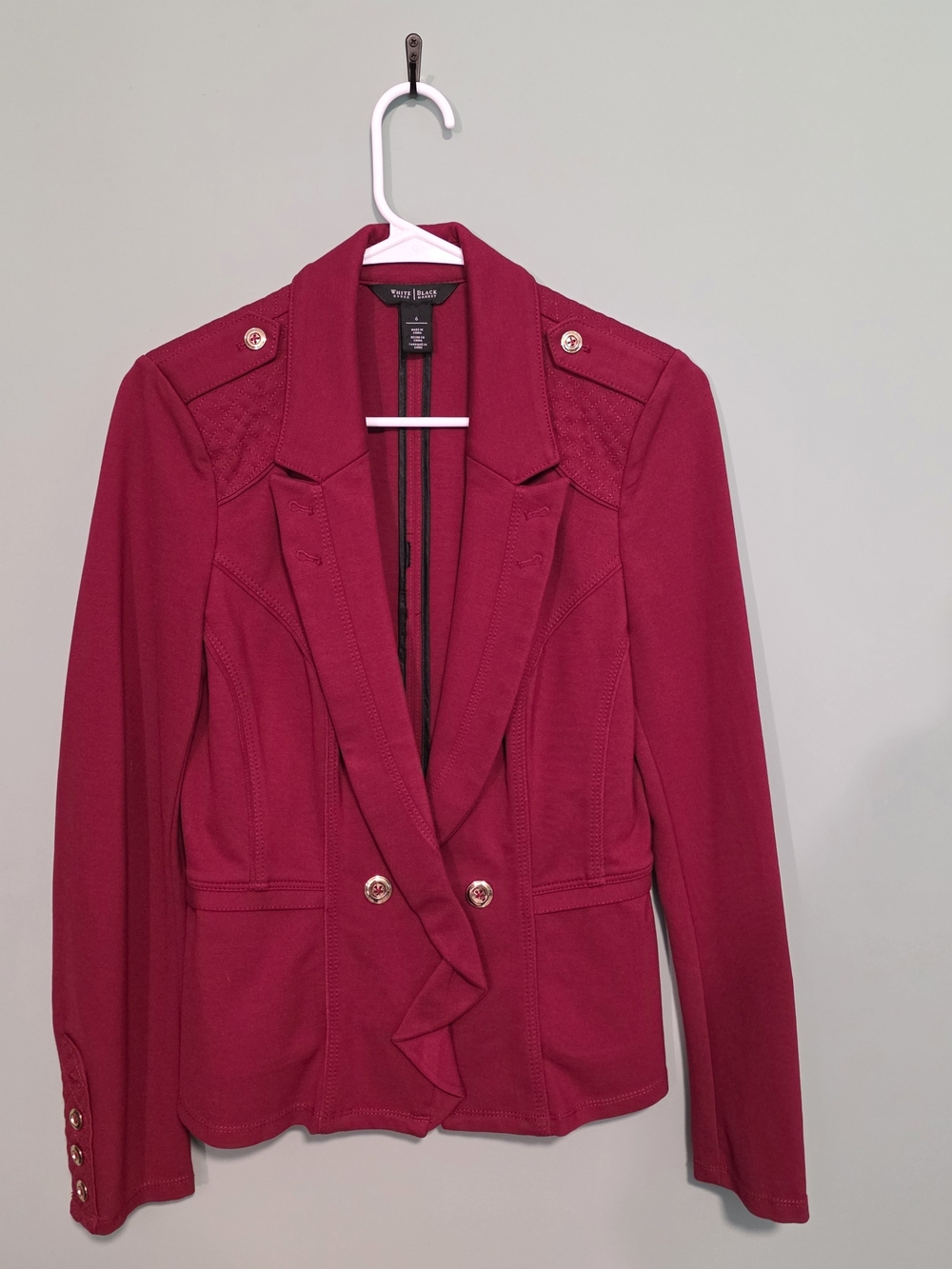 White House Black Market Women's Red Blazer with Gold Buttons